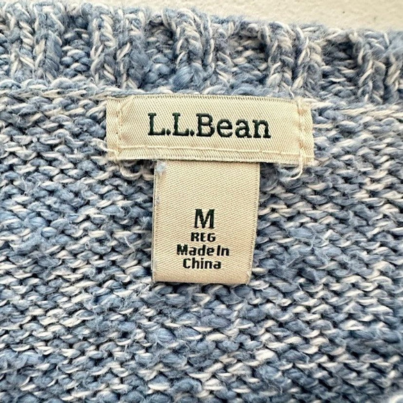L.L. Bean Womens Cotton Sweater Marled Blue White Size Medium Item ID 501067 - Picture 6 of 9